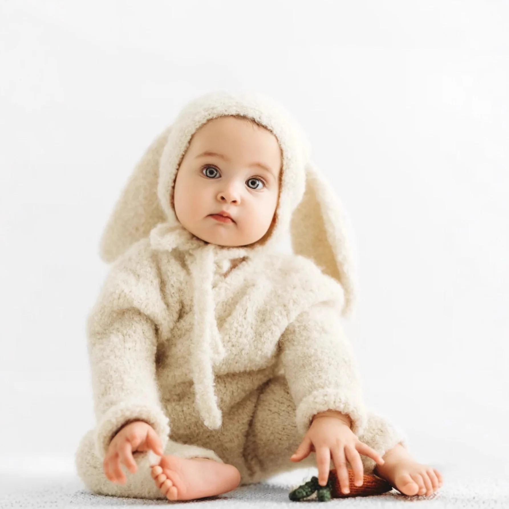 Tenue lapin bébé 0-12 mois - Accessoire photo nouveau-né pour séances photos mignonnes