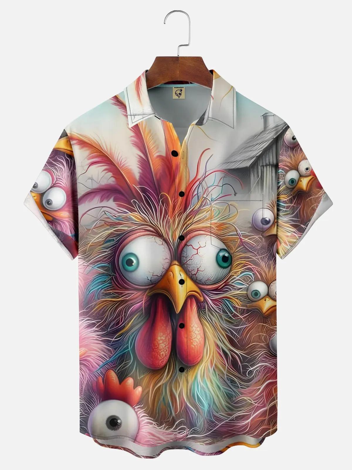 Chemise graphique animal de dessin animé pour hommes, impression 3D drôle, séchage rapide, manches c