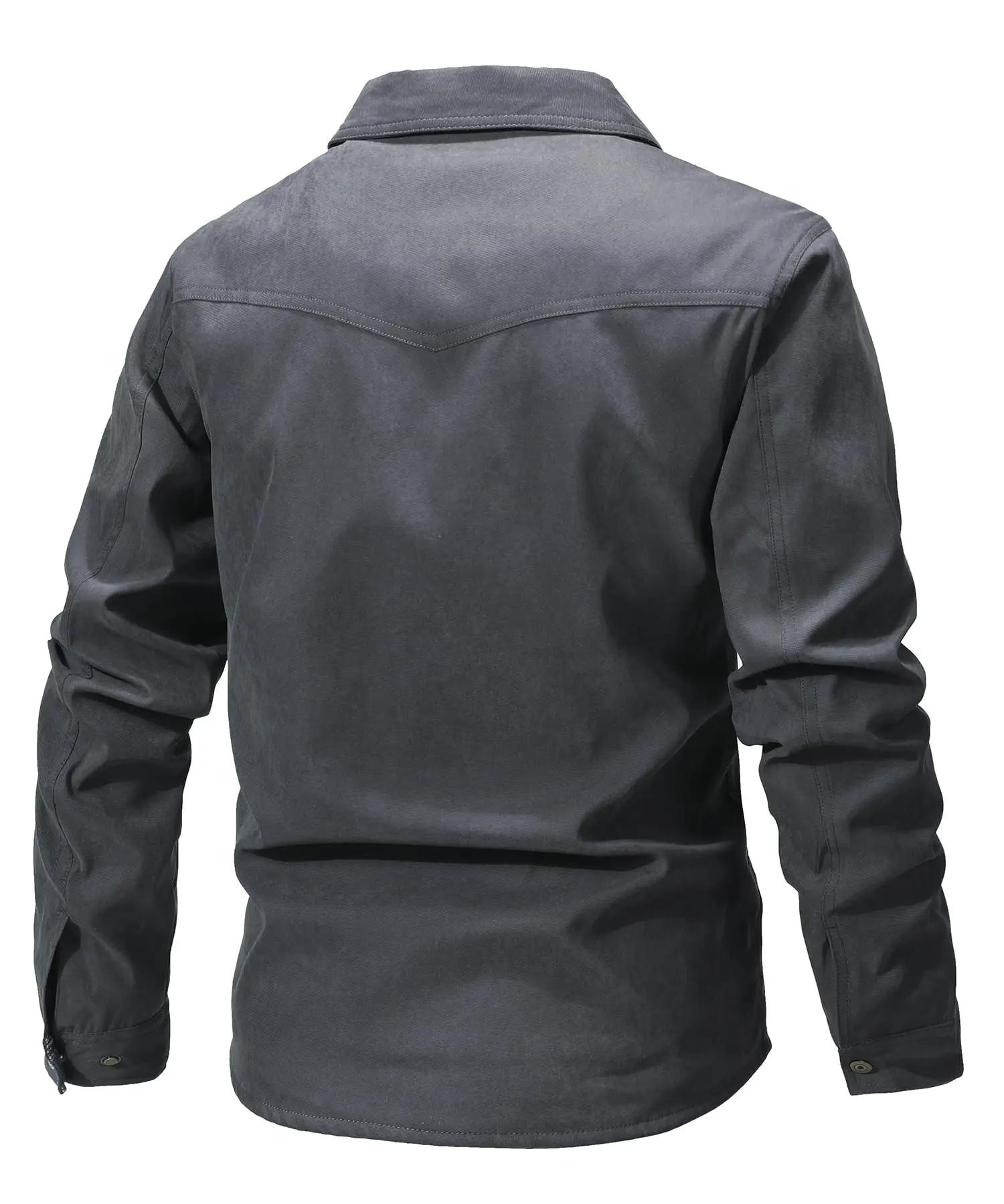 Vestes pour hommes printemps flanelle doublé chemise manteau Shacket décontracté bouton pression sur
