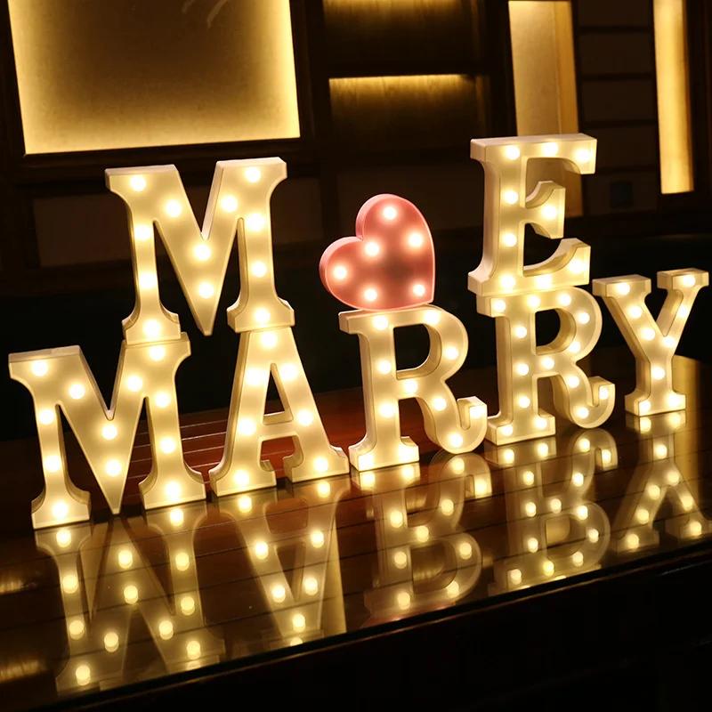 Lampes LED en forme de lettres de l'alphabet, lampes numériques, décorations pour fêtes, chambres, a