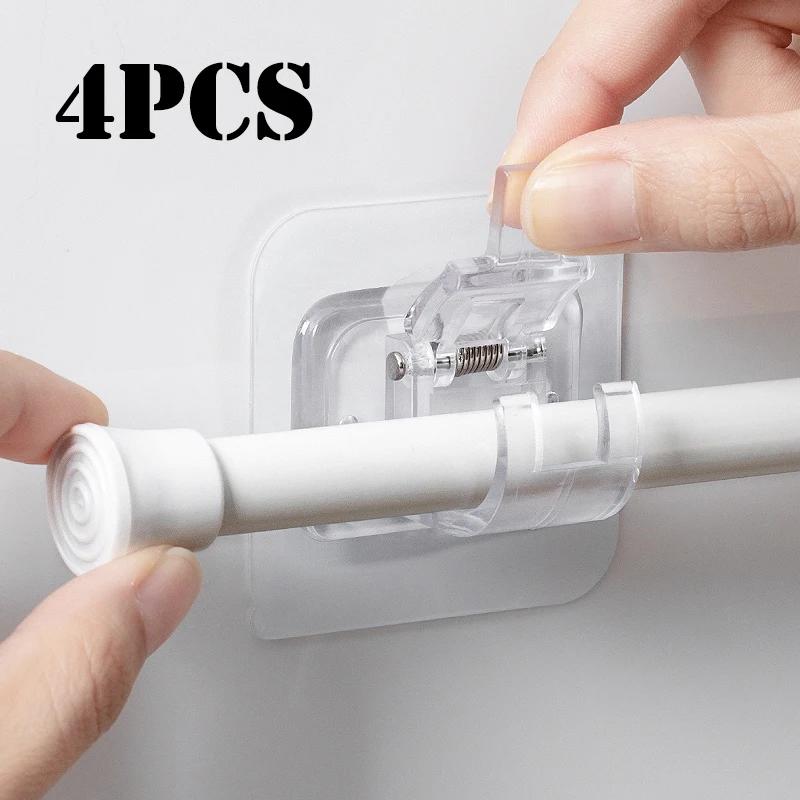 Crochets auto-adhésifs sans poinçon, crochet à Clip pour tringle à rideau de douche, support suspend