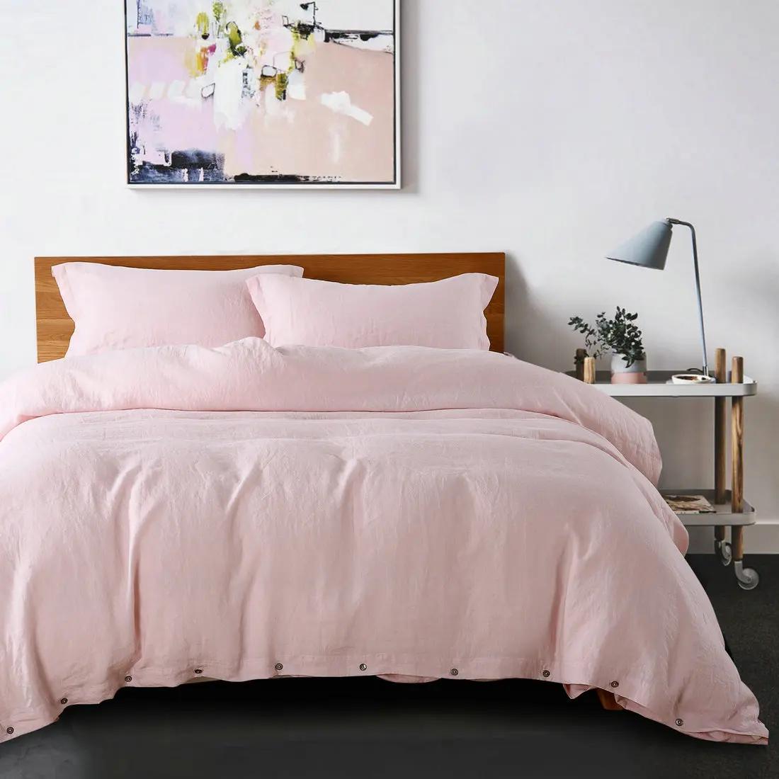 Housse de couette 100% lin français naturel, douce et confortable, Queen, Textile de maison Durable 