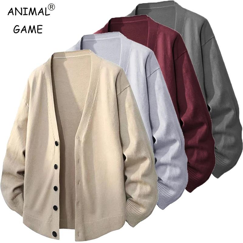 Jeu d'animaux hommes col en V Cardigan chandails bouton décontracté hommes chemisier froid tricots e