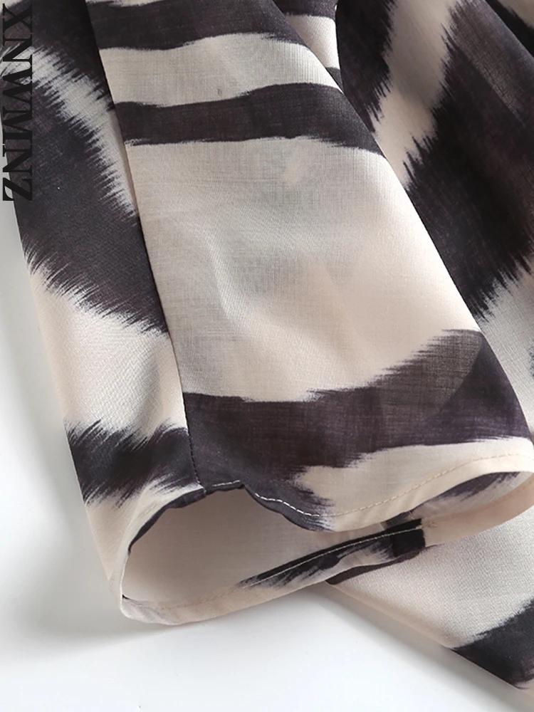 XNWMNZ-Chemise à Manches sulfen Coton et Lin pour Femme, Chemisier Imprimé Zèbre, Décontracté, obser