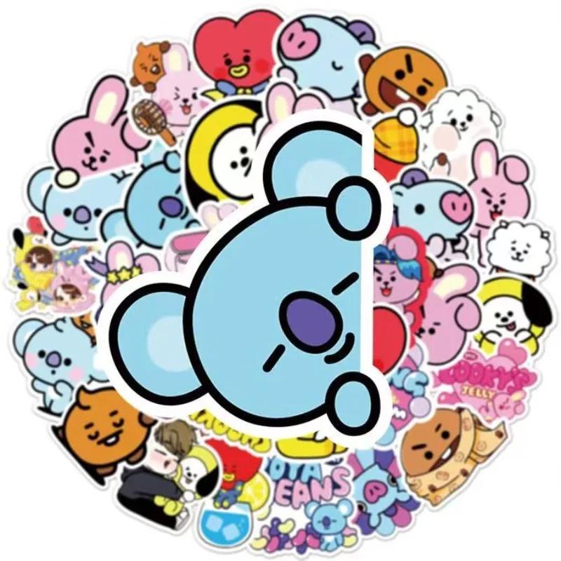 Autocollant de dessin animé BT21 koya RJ Shooky Man Chimmy Tata Cooky, accessoire d'animation second