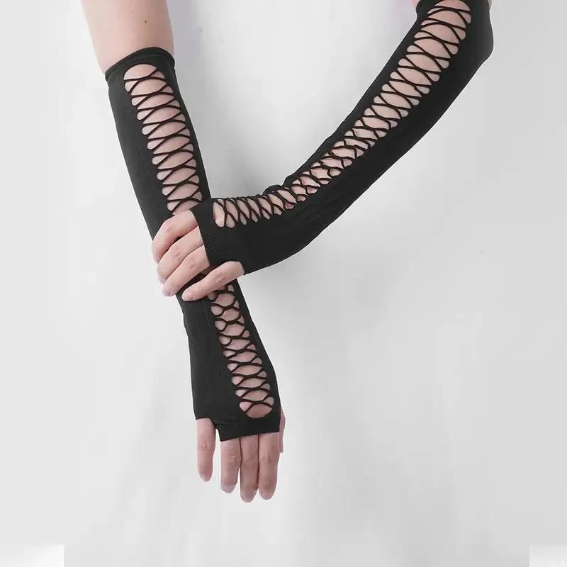 Europe USA gants en dentelle Sexy maille sans doigts étiquette amusante discothèque danse Dot Long C