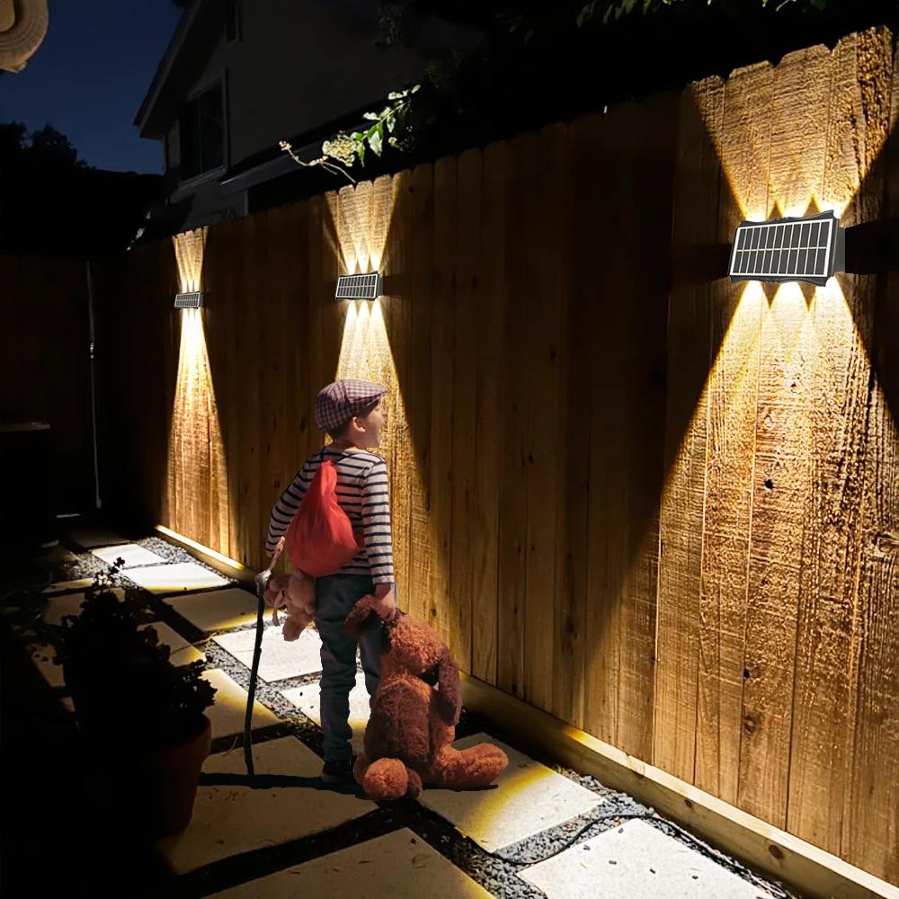 Lampes solaires d'extérieur Super lumineuses, pour jardin, haut et bas, blanc chaud, étanche, pour c