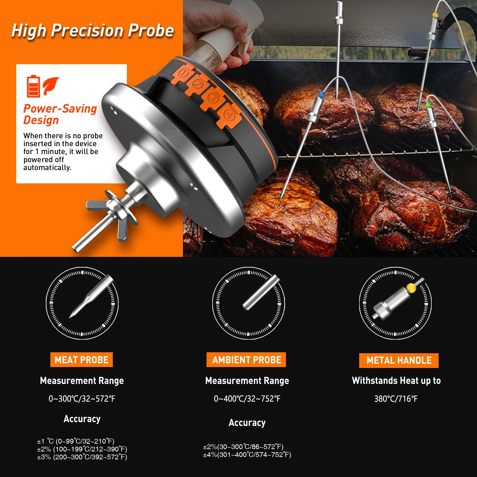 Thermomètre à viande sans fil numérique Bluetooth, pour cuisson des aliments, barbecue, gril, four, 