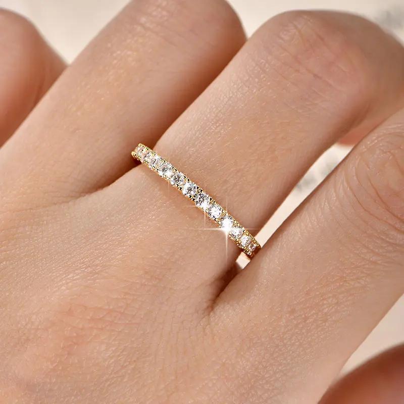 Bague de mariage en or 14 carats pour femmes, certifiée couleur D VVS1, bague d'éternité en moissani