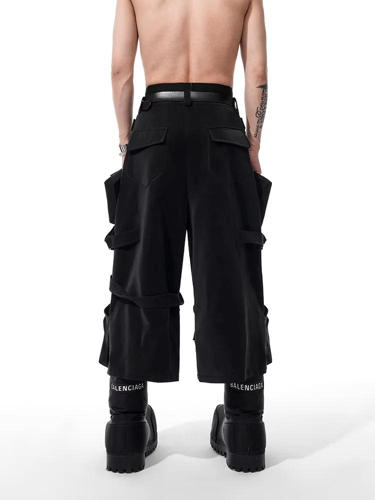 Mauroicardi printemps été Cool noir Cargo Shorts pour hommes taille haute genou longueur pantalon dr
