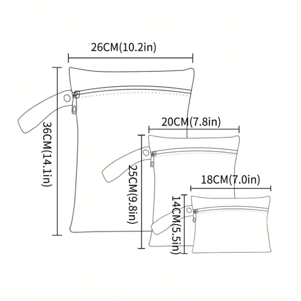 Elinfant 3 pièces sac sec et humide Portable pour maillots de bain, sacs à couches imperméables pour