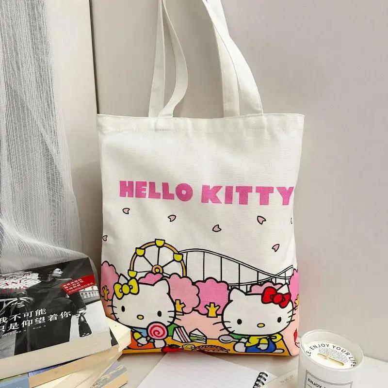 Hello Kitty – sac à main de grande capacité, sac à bandoulière en toile de dessin animé, sacoche de 