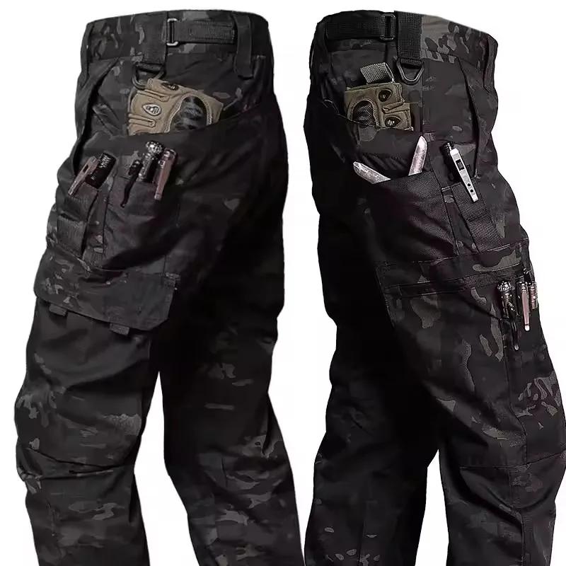 Pantalon de travail multi-poches pour hommes, imperméable, jambe droite, Cargo, résistant à l'usure,