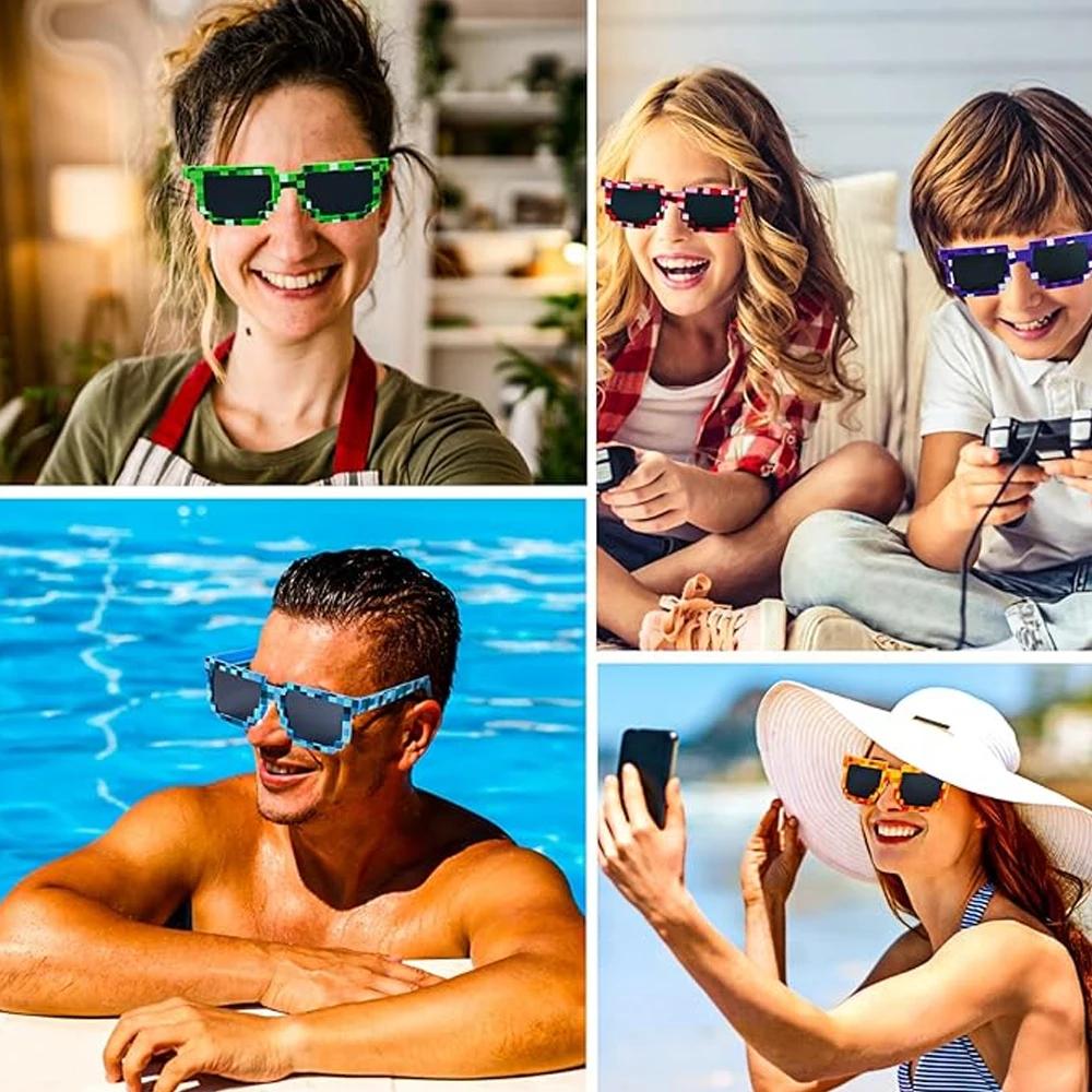 Lunettes de soleil Pixel rétro pour adultes, garçons et filles, accessoires Photo, fournitures de fê