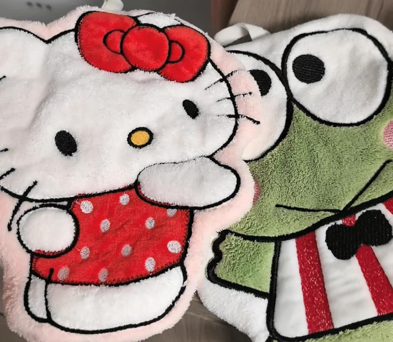 Sanrio Hello Kitty My Melody Pochacco – serviette à main mignonne en polaire corail absorbante, déco