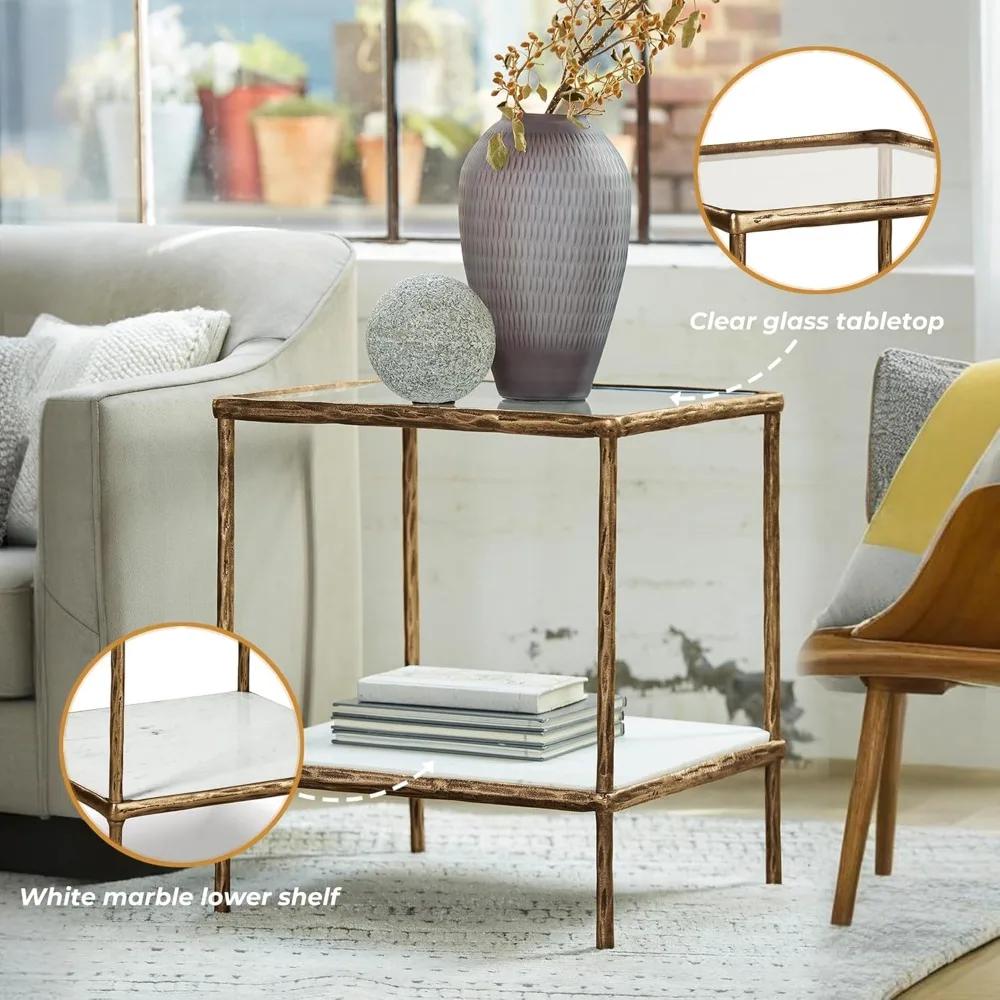 Table d'appoint contemporaine, finition laiton antique 21"P x 21"L x 25"H 53 livres