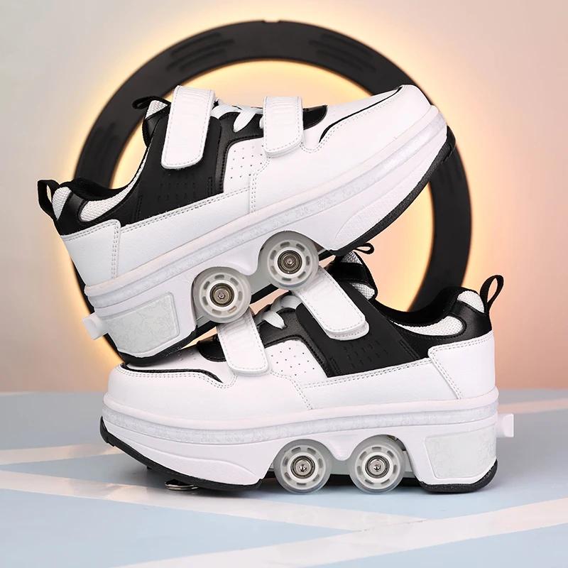 Nouveaux enfants roues chaussures étudiant en plein air rouleau baskets patins adulte Runaway Parkou