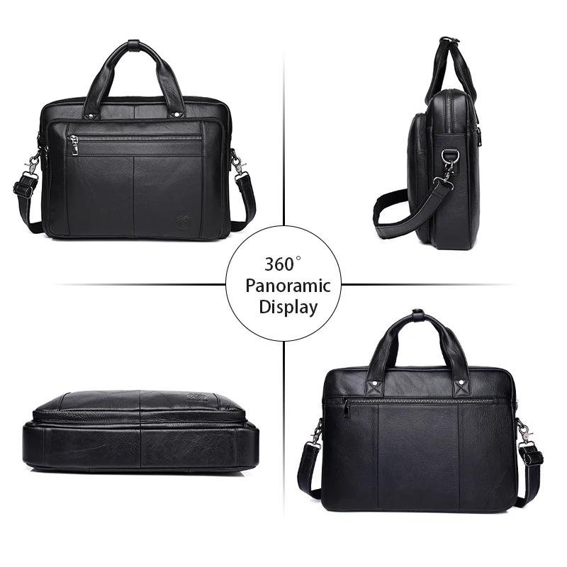 SCHLATUM Sac d'ordinateur de bureau en cuir véritable pour hommes, Porte-documents d'affaires, sacs 