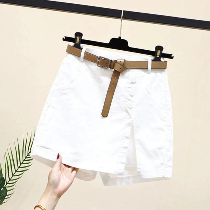 Short Chic pour femmes, ceinture coréenne, boutons solides, fente latérale, ligne a, jupes à la mode