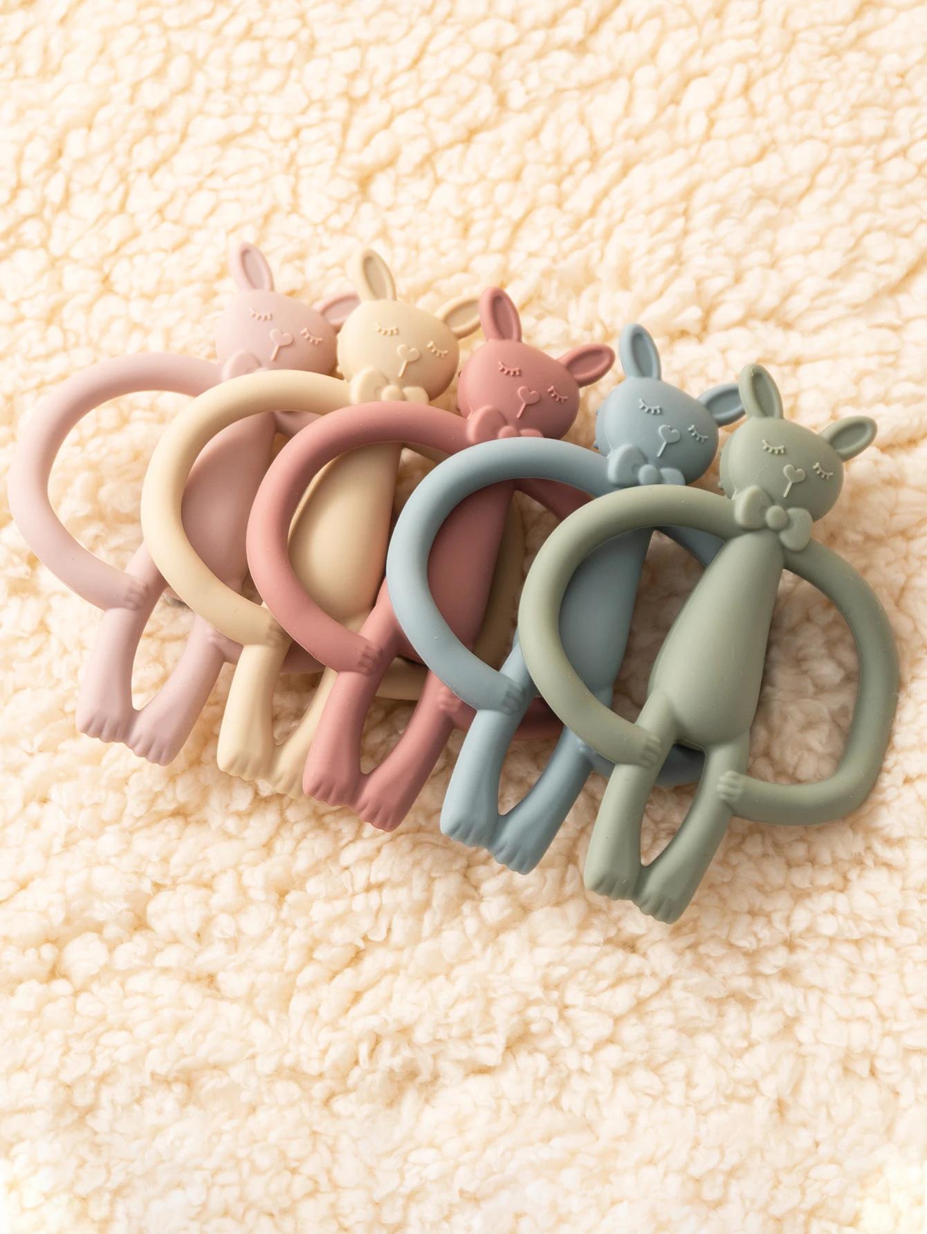 TeWindsor-Jouet de Dentition en Silicone pour Bébé, Lapin de Dessin Animé, Cadeaux pour Nouveau-Né, 