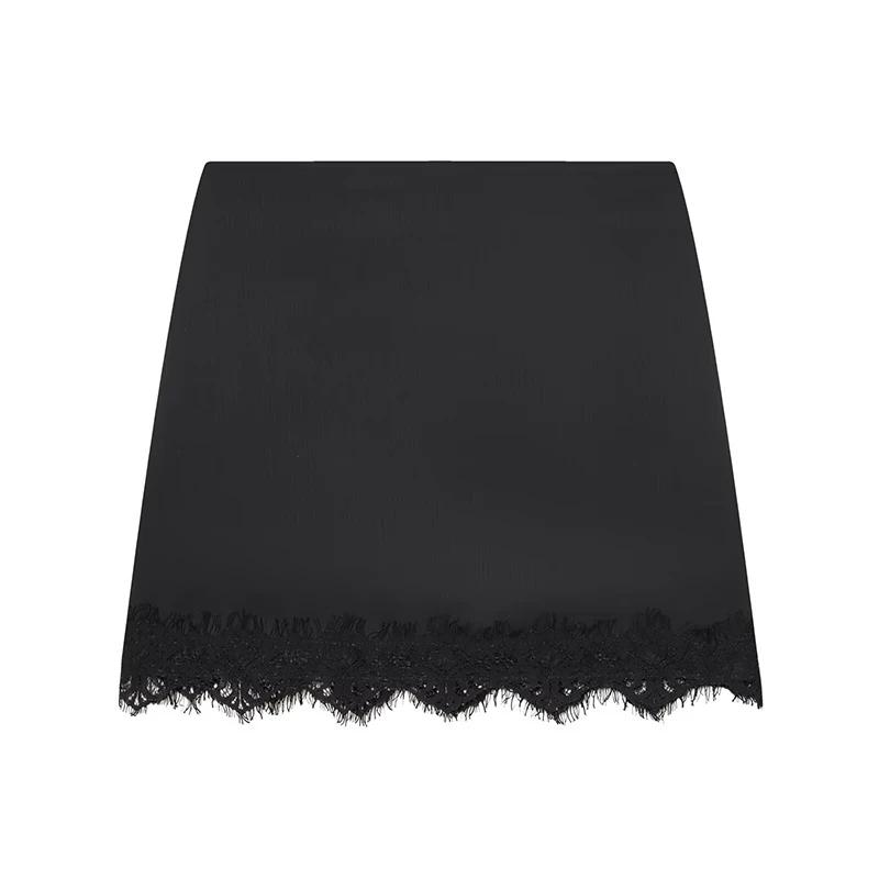 Femmes Mini jupe en dentelle Sexy a-ligne plissée taille haute jupe pour les femmes printemps été no