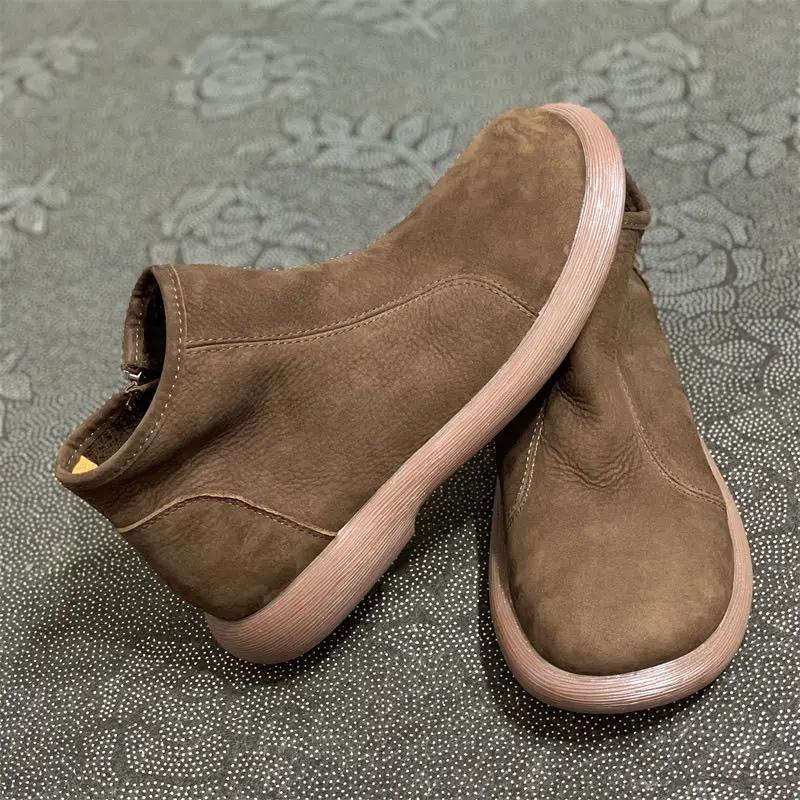 Bottes Chelsea à bout large pour hommes, chaussures d'automne et d'hiver en cuir de vache, montantes