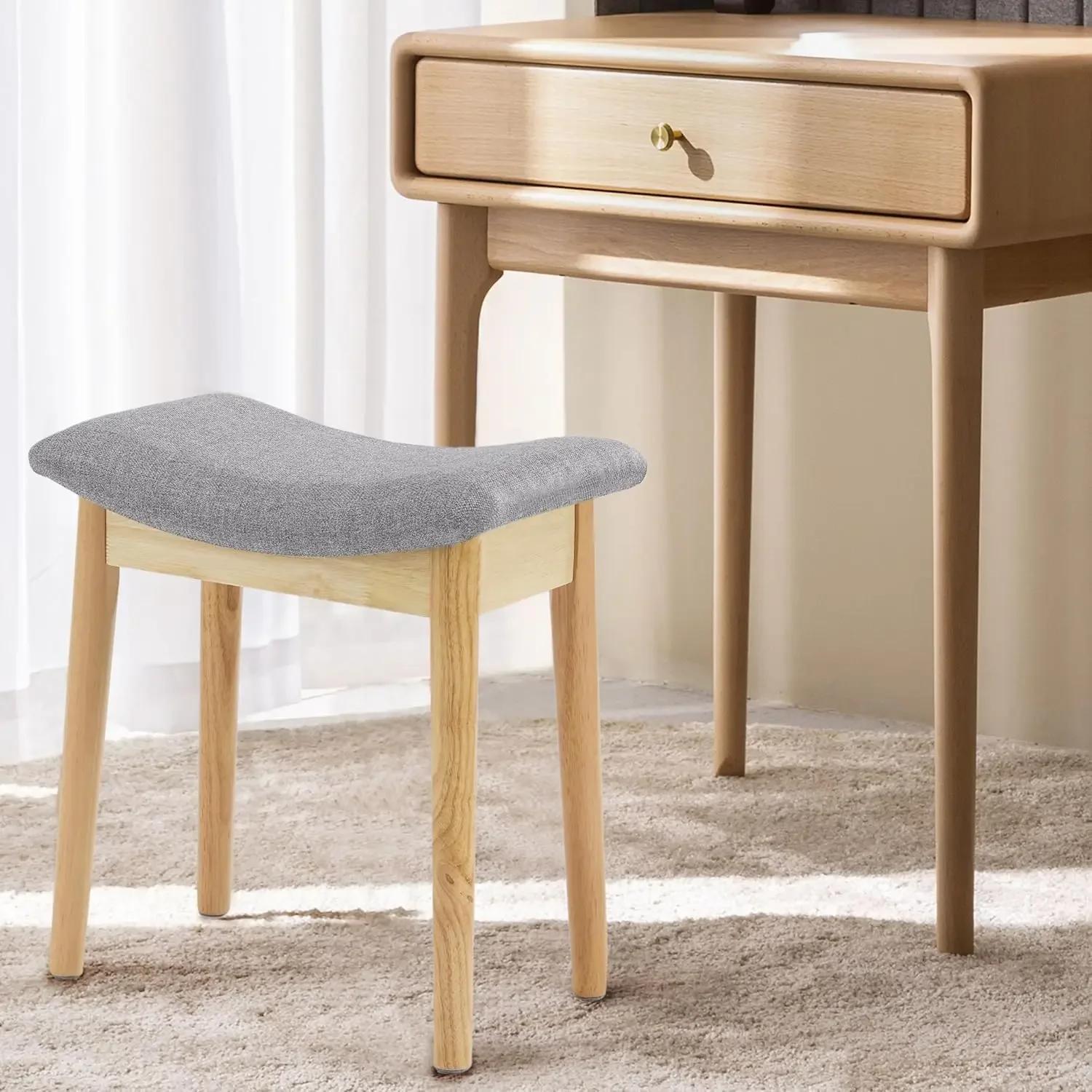 Tabouret de vanité, coussin de selle, tabouret ottoman avec pieds en bois massif, banc de piano mode