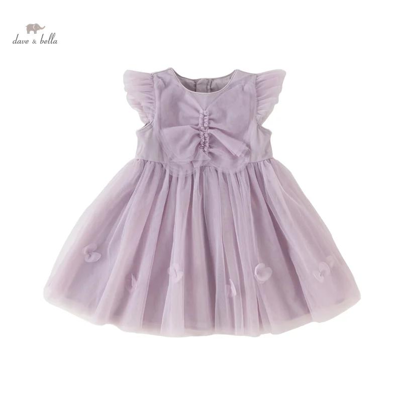Dave Bella – robe de princesse pour filles, sans manches, en maille violette, Noble, mignon, doux, c