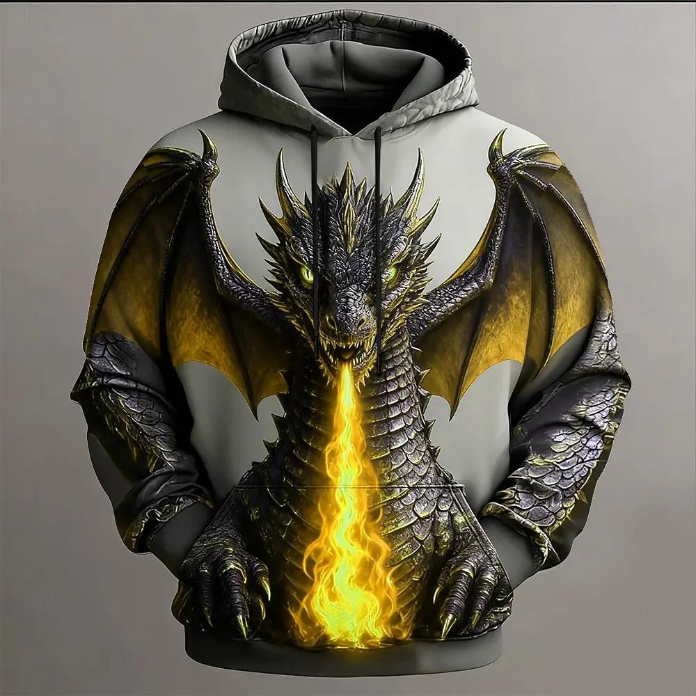 Sweat-shirt à capuche pour hommes, imprimé Dragon Clan Golden Dan, motif décontracté en Polyester, v