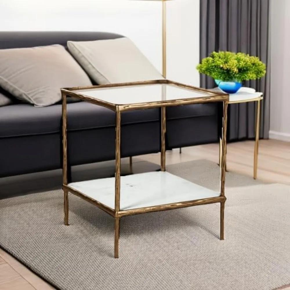 Table d'appoint contemporaine, finition laiton antique 21"P x 21"L x 25"H 53 livres
