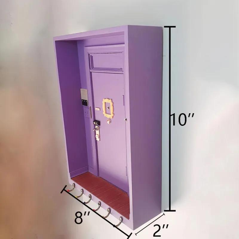 Porte violet amis porte-clés boîte en bois clé suspendue cintre en bois support de rangement organis