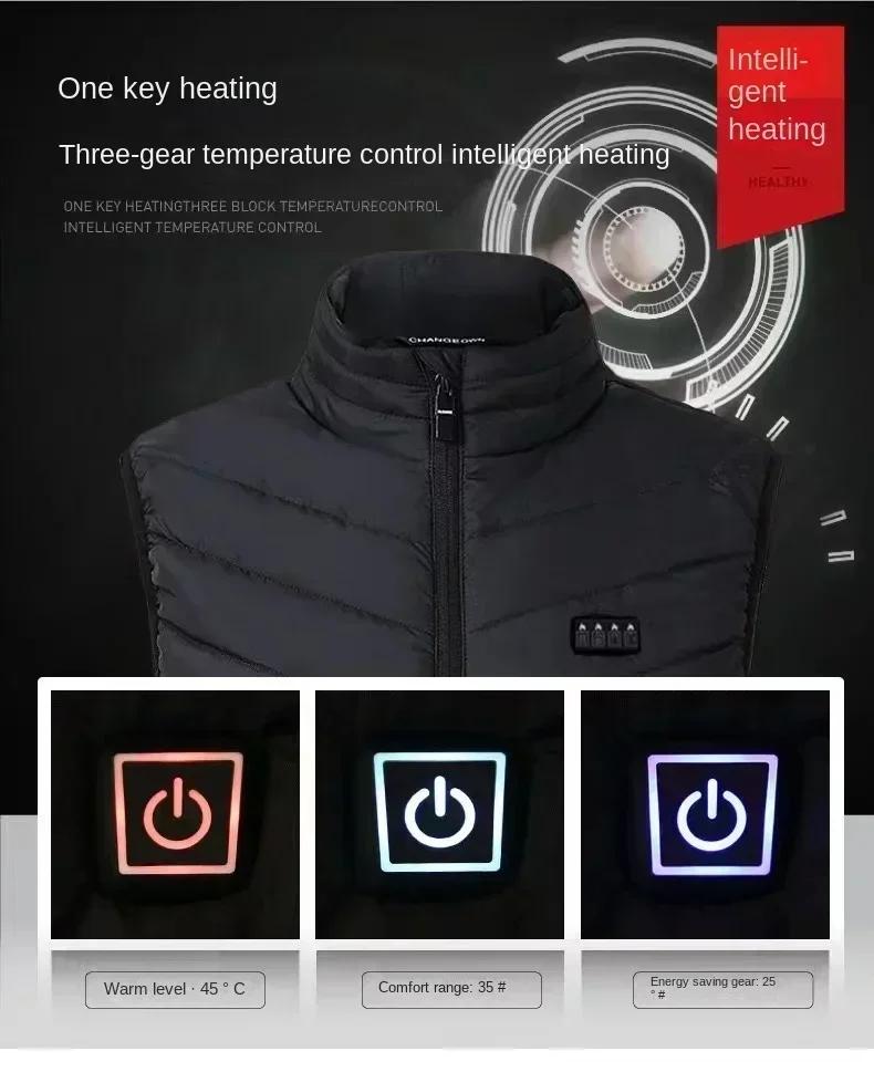 17 zones gilet auto-chauffant quatre interrupteurs contrôle hommes veste chauffante USB électrique c