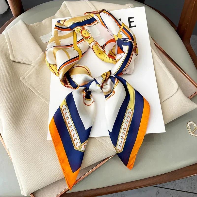 Foulard carré de luxe pour femmes, châle en soie, sensation de soie, Hijab en Satin, enveloppes de m