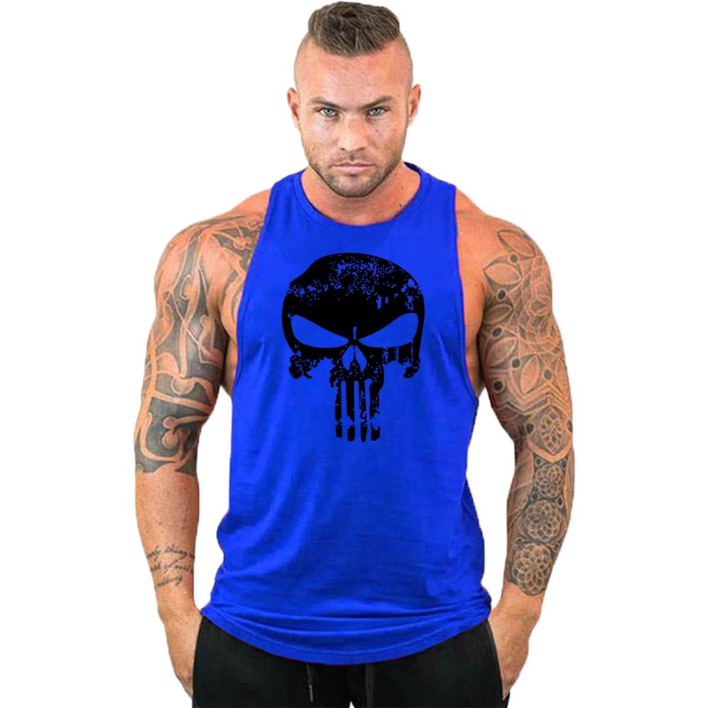 Nouvelle offre spéciale hommes crâne imprimé débardeur respirant Cool gilet chemise de course t-shir