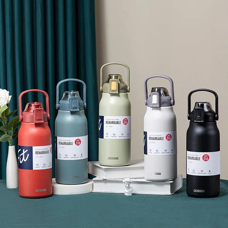Gobelet Thermo bouteille grande capacité avec paille bouteille d'eau thermique en acier inoxydable t