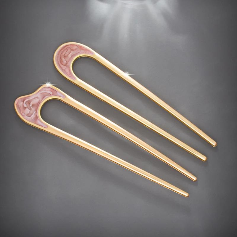 Épingle à cheveux de luxe en émail pour femmes, couleur argent or, coquille élégante, bâton de cheve