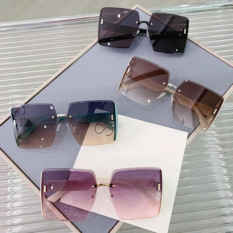 Nouvelles lunettes De soleil carrées sans bordure femmes marque Designer lunettes De soleil De mode 