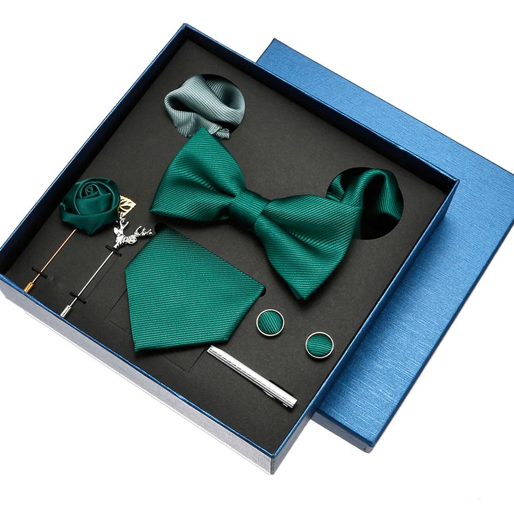 Rouge bleu noir classique cravate pour hommes poche carré boutons de manchette ensembles hommes coul