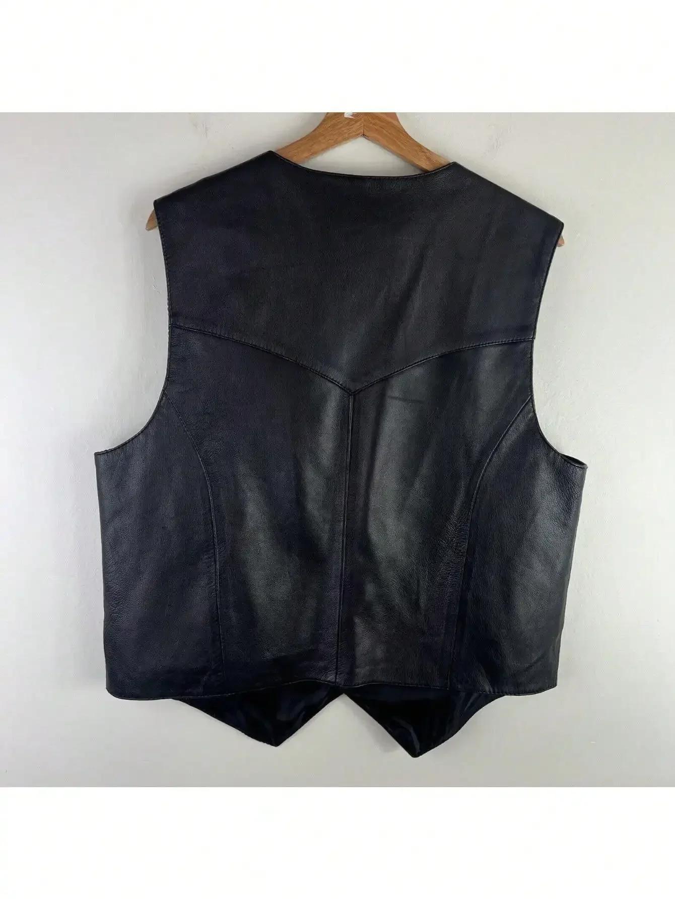LisdinoMen doux 100% cuir gilet Snap Western hommes cadeau tenue de vacances motard informel