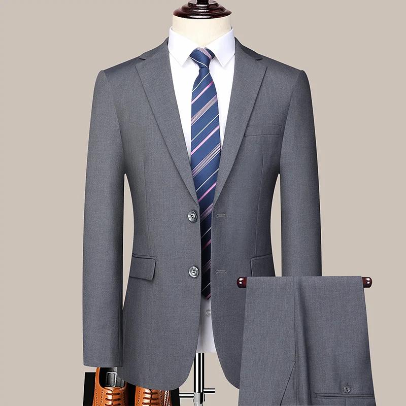 Costume (Blazer + Pantalon) Homme – Décontracté, Formel, Affaires, Élégant, Couleur Unie, Pour Toute