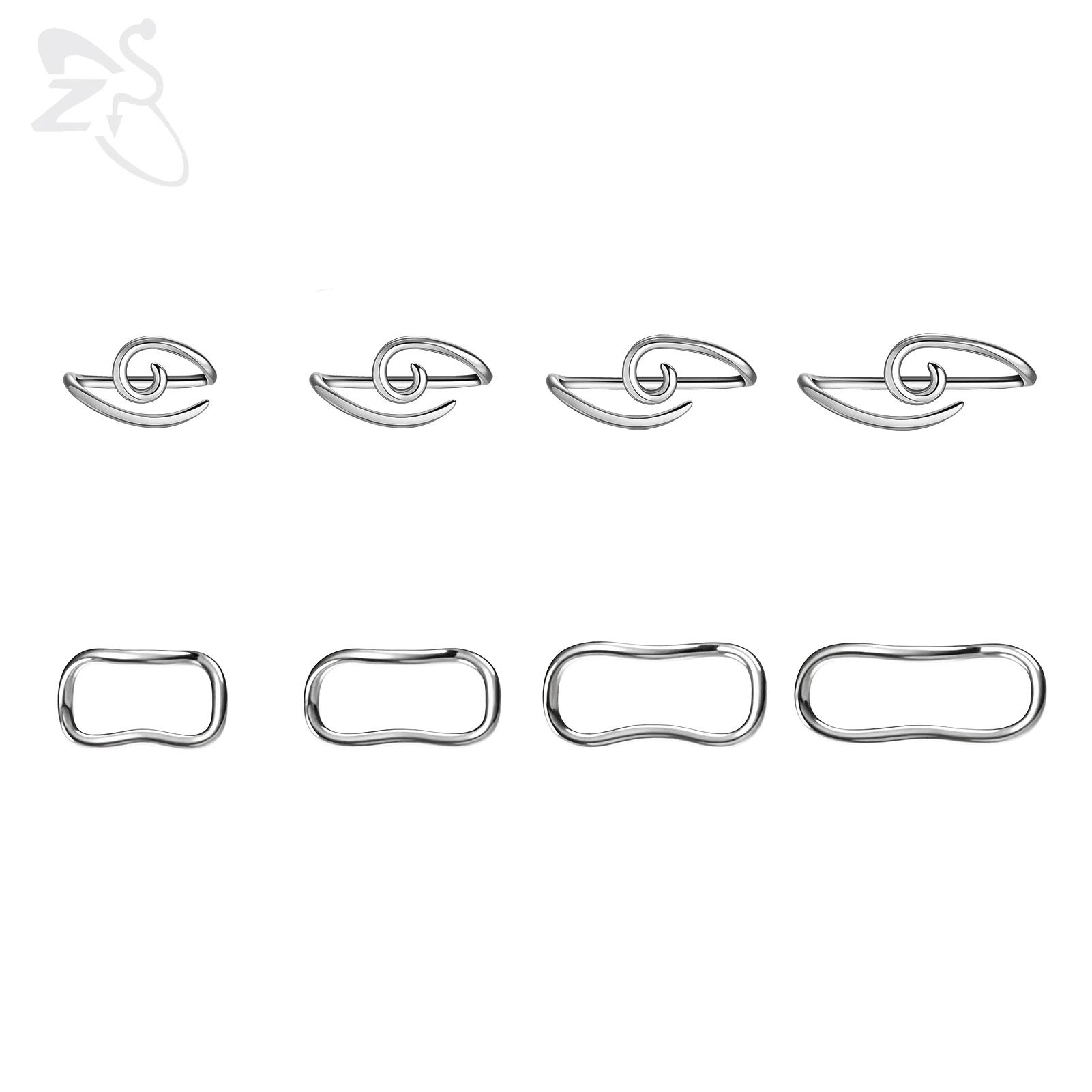 ZS 1PC 16G 925 argent crochet intérieur crochet extérieur anneau à sourcils pont en spirale nez Stud