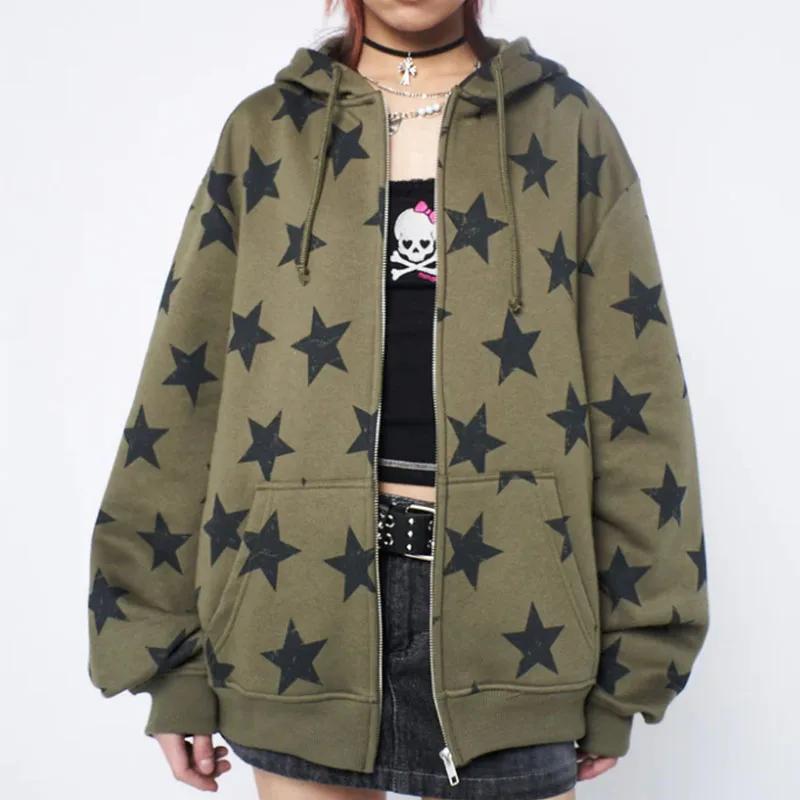 Y2k vêtements Vintage étoile surdimensionné sweat veste Harajuku Goth à manches longues femmes sweat