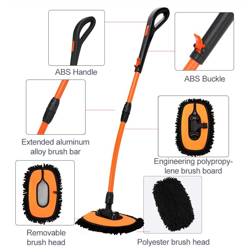 EADavid-Brosse de Lavage de Voiture à Long Manche Réglable, Balai en Chenille, Détail, Super Absorba