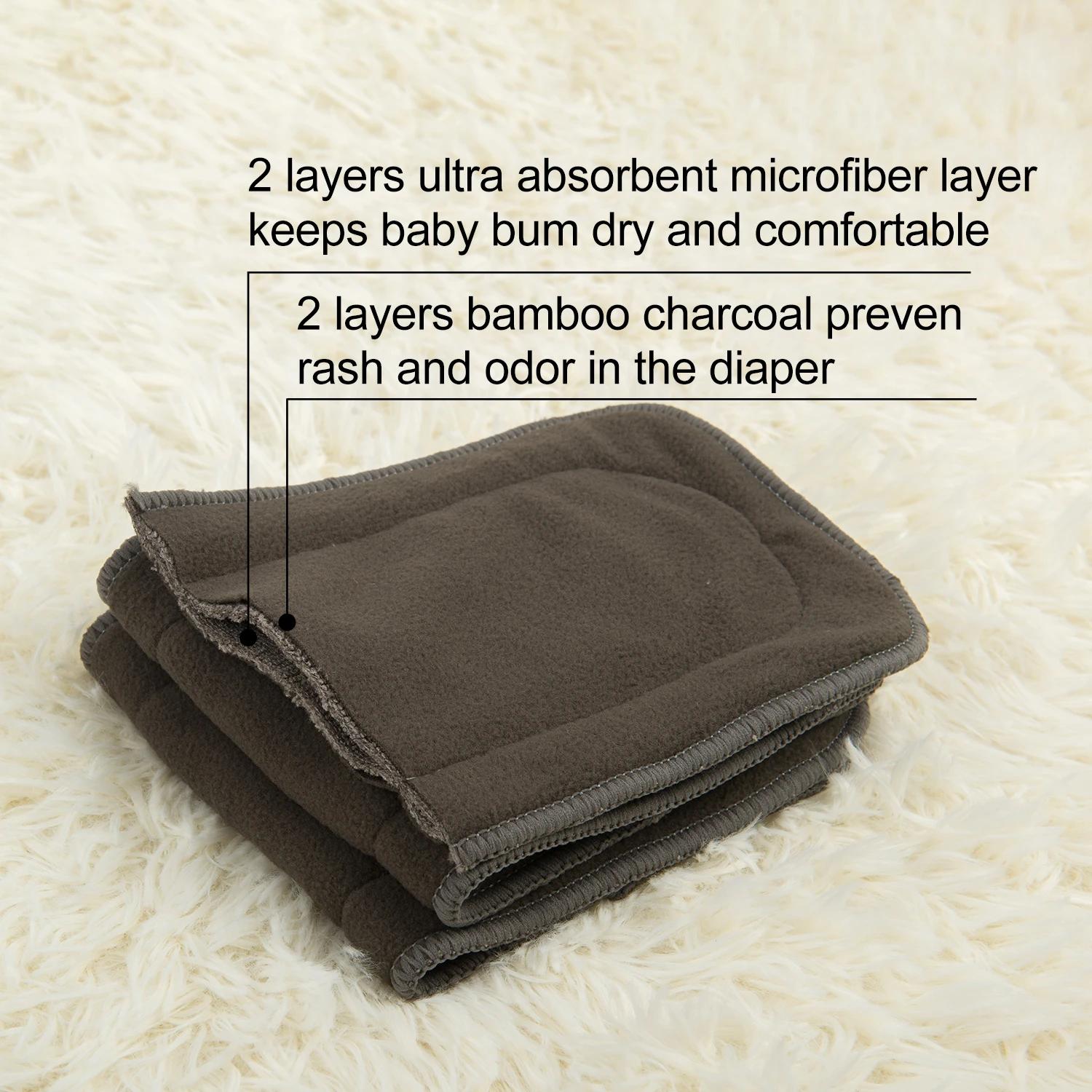 (10 pièces/lot) ALVABABY 4 couches insert de charbon de bambou haute qualité insérer de couche pour 