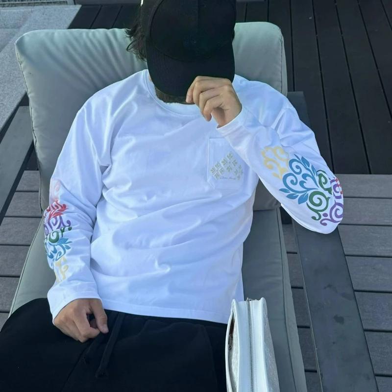 Nouveau pull Y2K tendance et polyvalent à manches longues, imprimé floral et feuilles, style rétro H