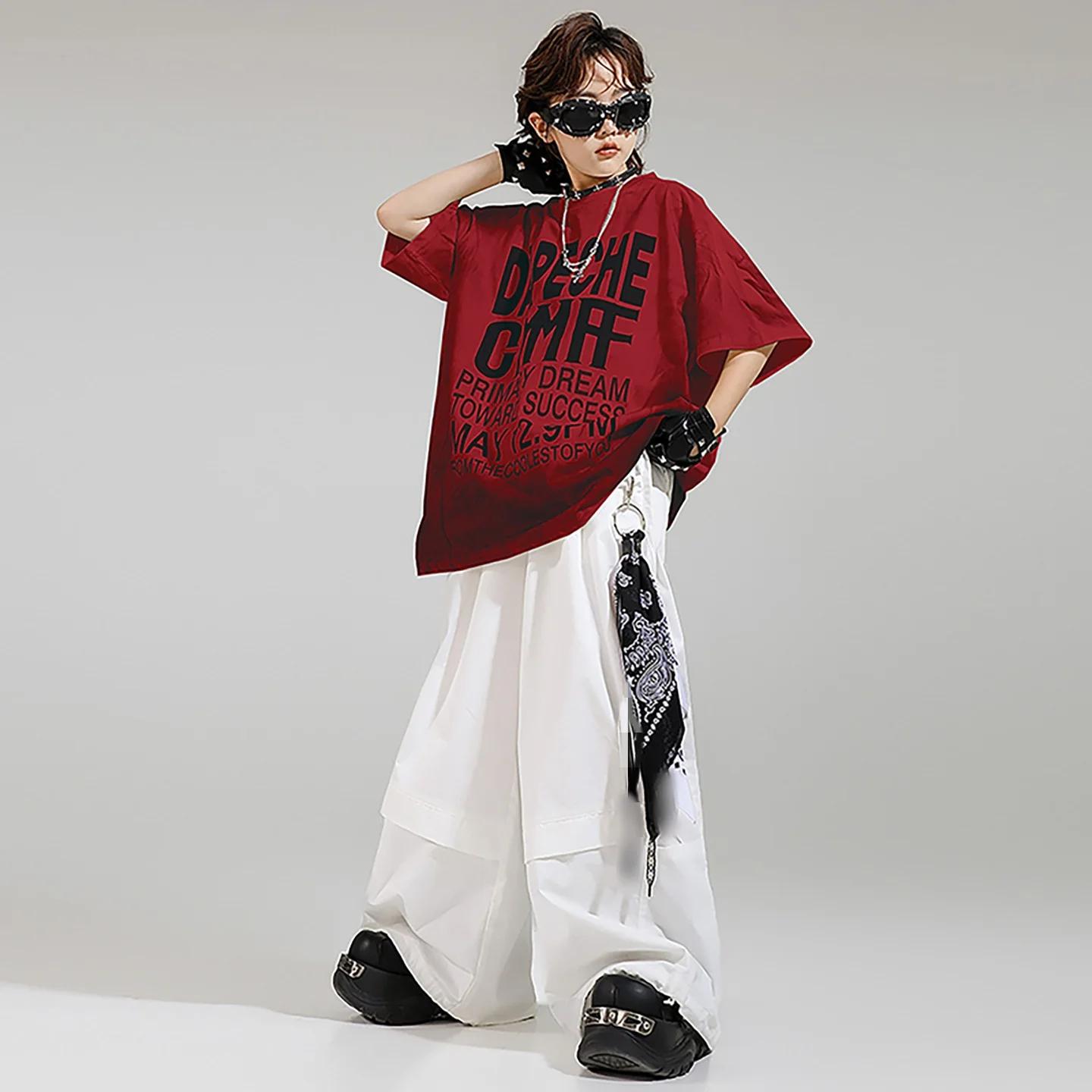 Vêtements Hip Hop pour filles, T-shirt noir, short blanc pour garçons, tenues de danse de rue, stree