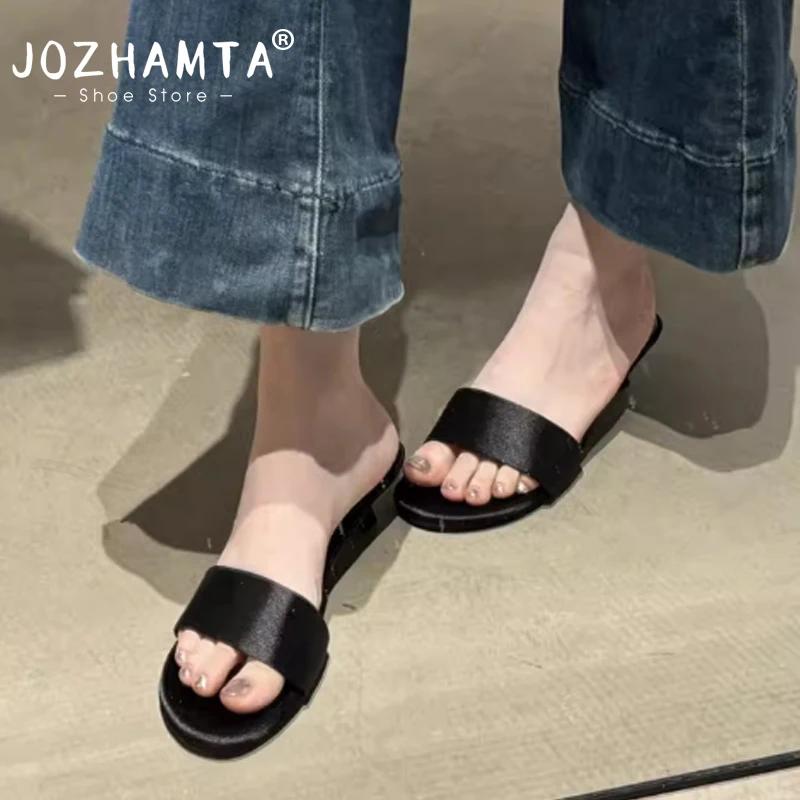 JOZHAMTA 2026 Nouvelles Sandales à Talon Moyen en Cuir Véritable pour Femme, Tailles 34-43, Idéales 