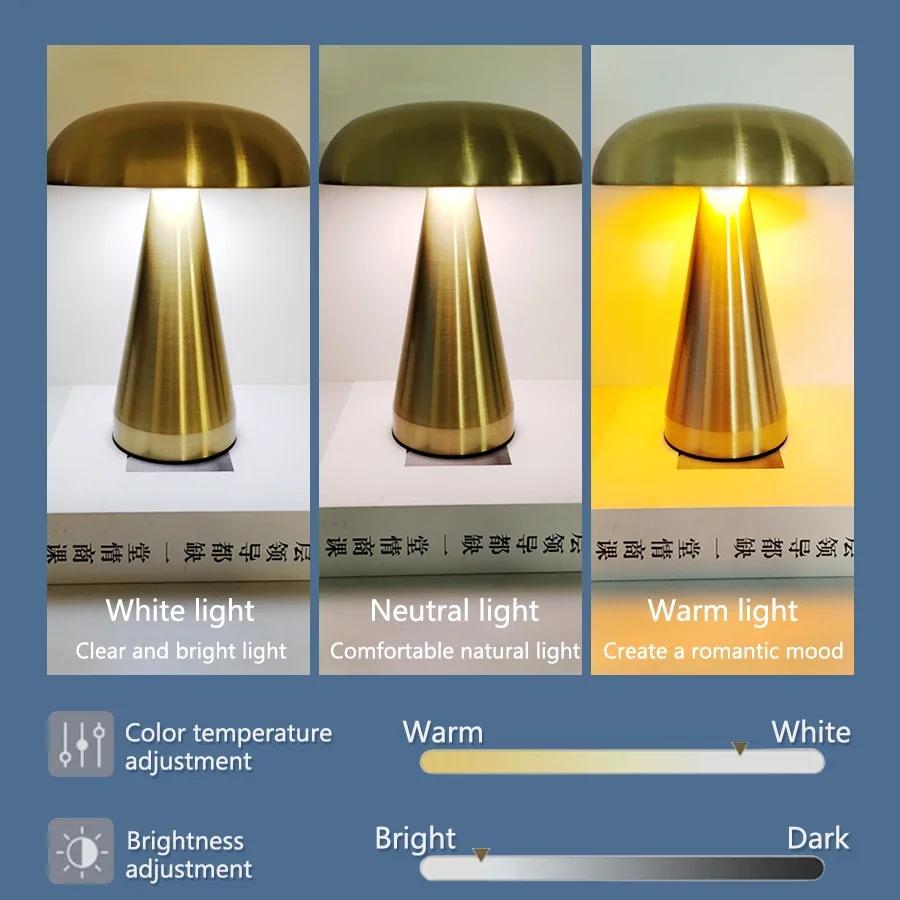 Lampe de Table de Bar rétro lampe de Table champignon LED capteur tactile trois couleurs gradation b