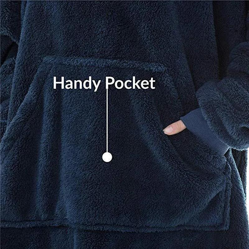 Couverture à capuche avec sourire double face pour hommes et femmes, grande poche, robe surdimension