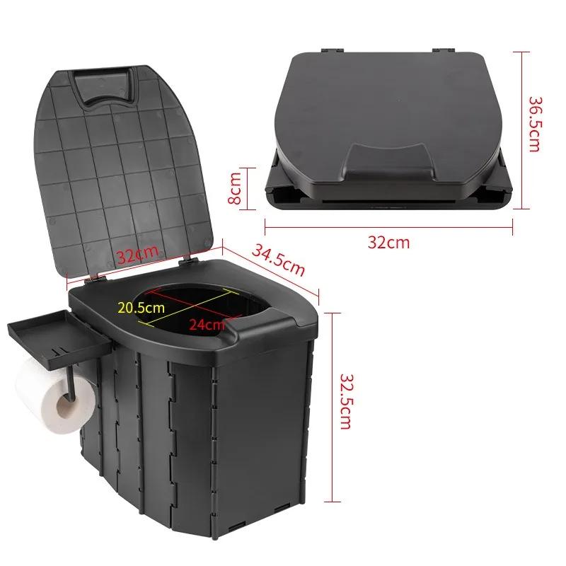 Toilettes portables pliantes avec couvercle, pour adultes et enfants, pour voiture, plage, randonnée